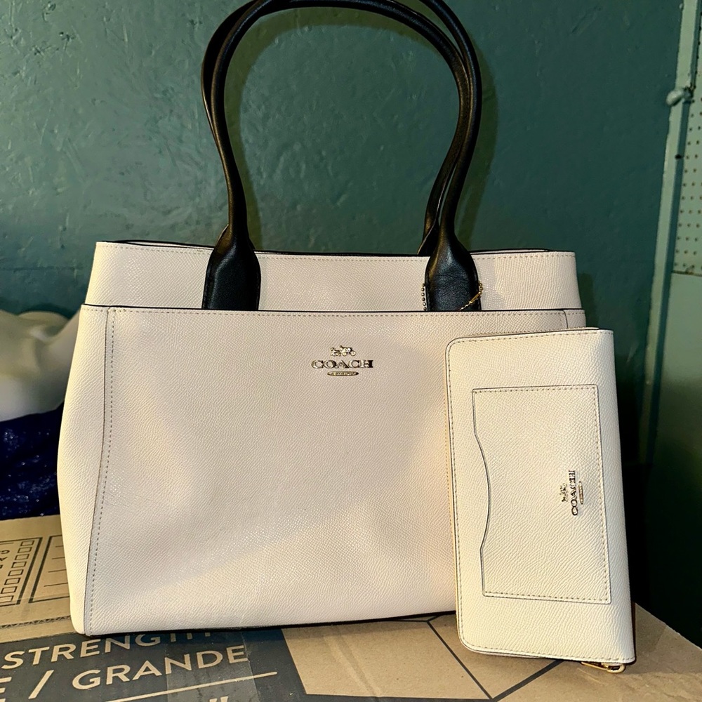 Coach- winter white handbag and wallet set